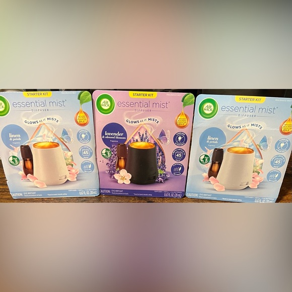 Air Wick Essential Mist Glowing Diffusers Bundle Of Three Kits All Brand New! - Picture 1 of 9